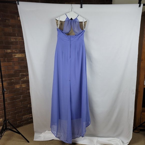 alfred angelo periwinkle halter top embellished neckline racer back - Picture 8 of 12